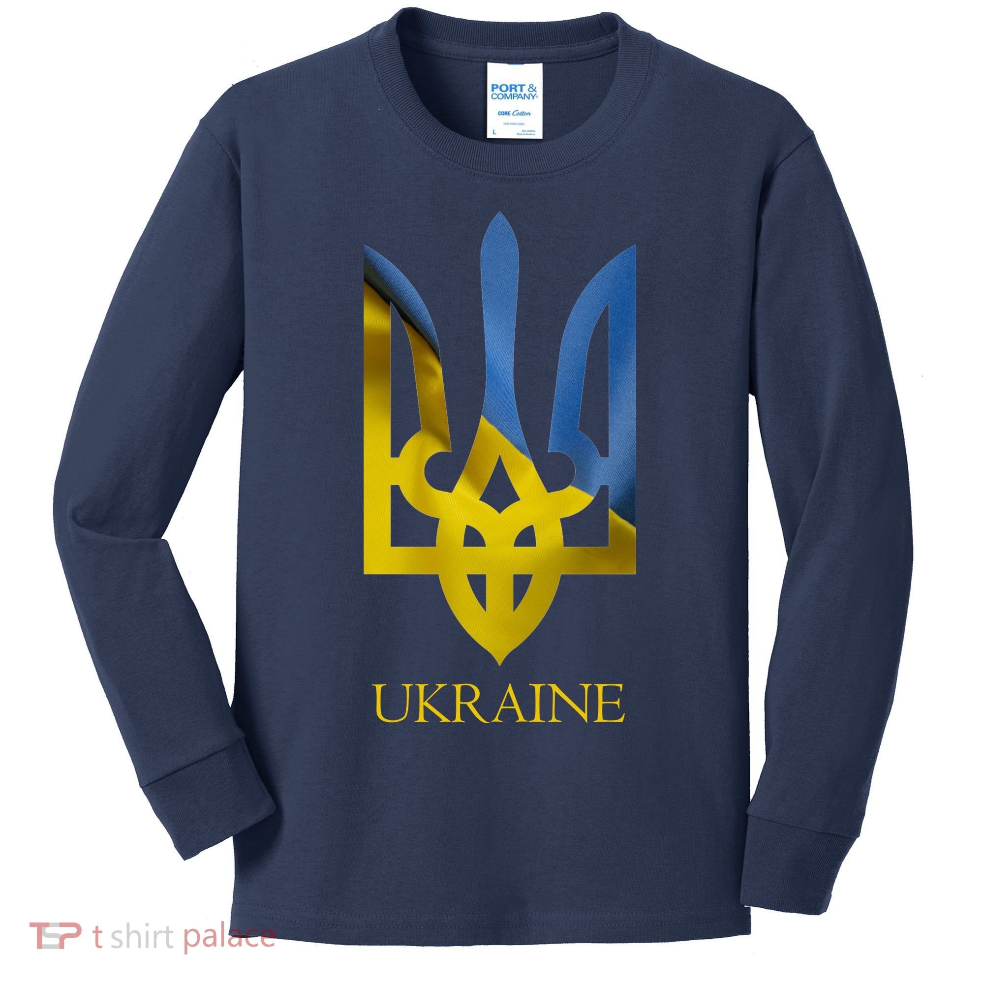 Ukraine Trident I Stand With Ukrainian Pride Support Kids Long Sleeve Shirt