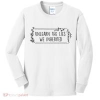 Unlearn The Lies We Inherited Native American Indigenous Kids Long Sleeve Shirt thumb 0
