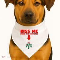 Under The Mistletoe Christmas USA-Made Doggie Bandana thumb 1
