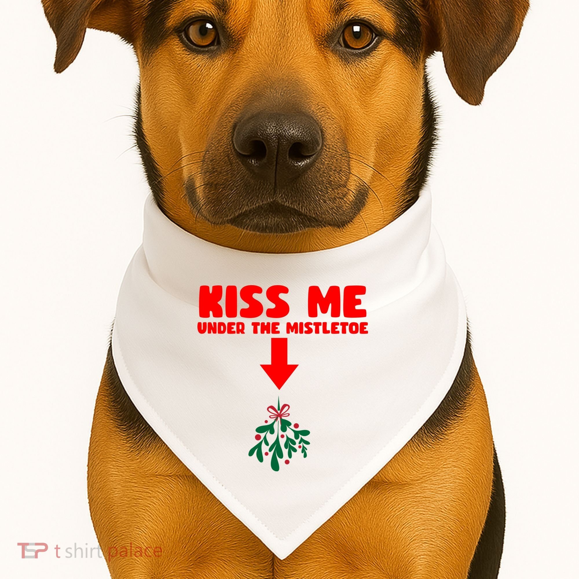 Under The Mistletoe Christmas USA-Made Doggie Bandana