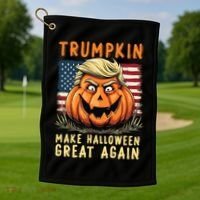Usa Trumpkin Make Halloween Great Again Funny Trump Golf Towel thumb 1