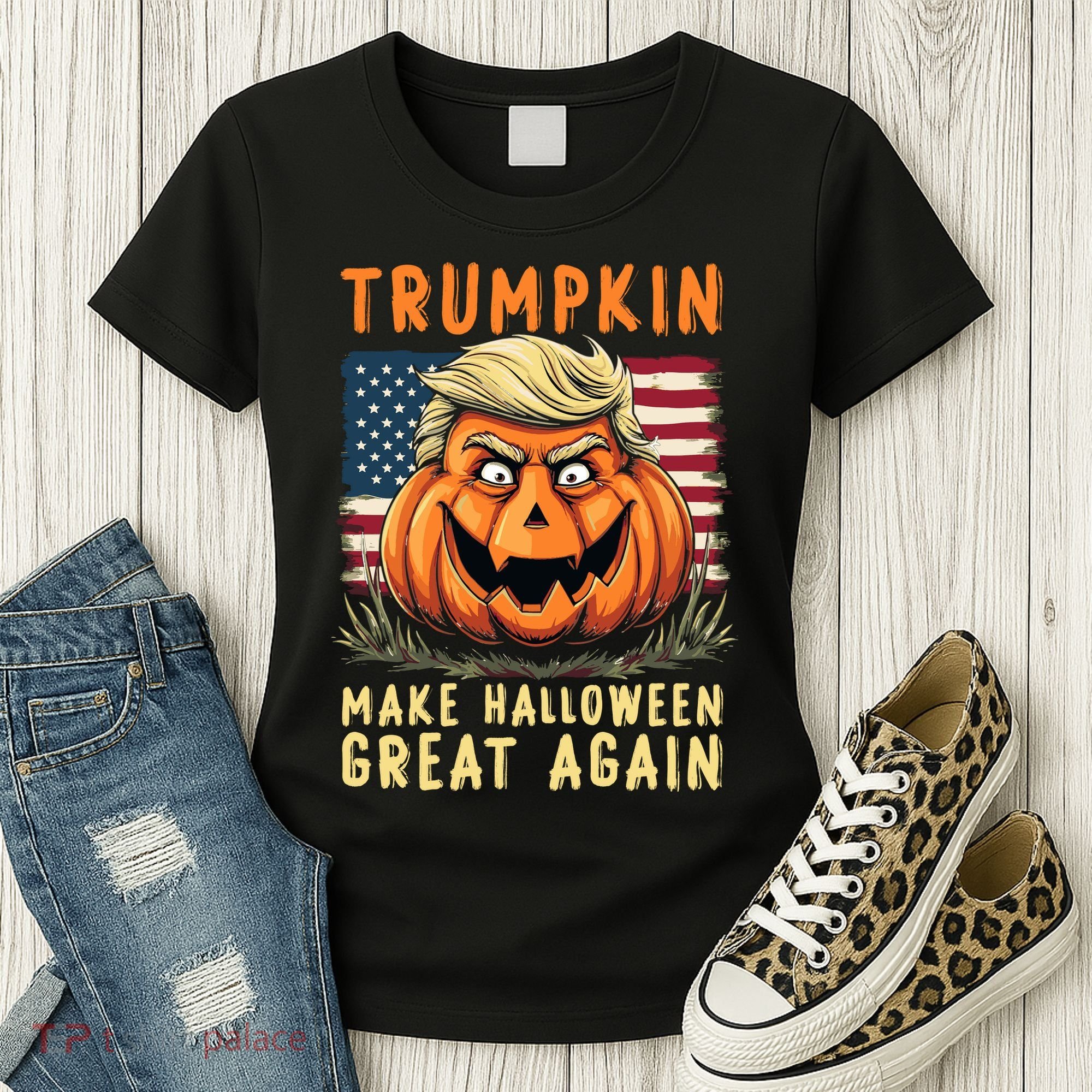 Usa Trumpkin Make Halloween Great Again Funny Trump Women's T-Shirt