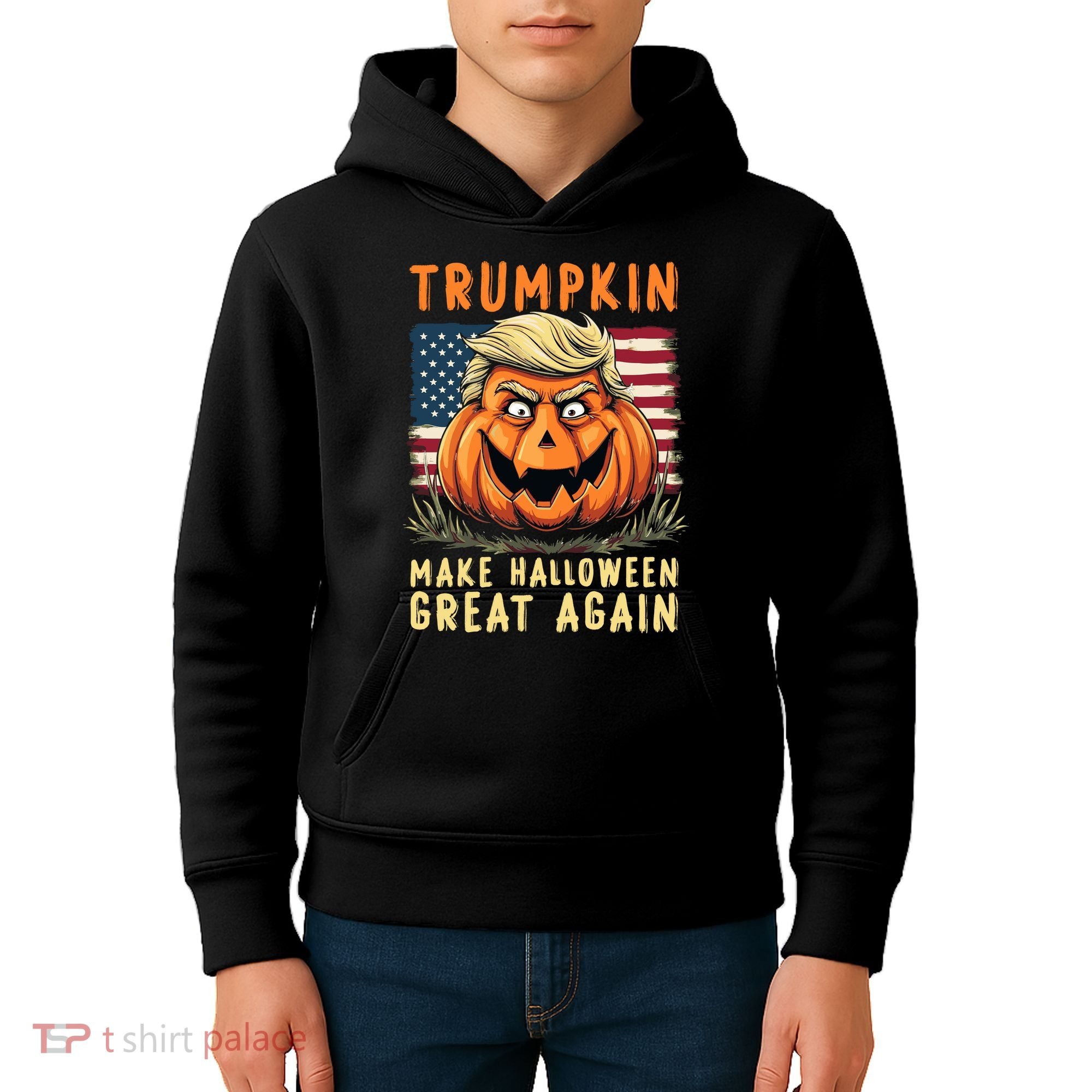 Usa Trumpkin Make Halloween Great Again Funny Trump Kids Hoodie