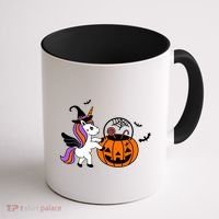 Unicorn Treat Or Trick Halloween Coffee Mug thumb 1