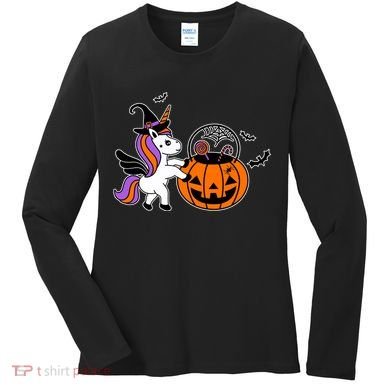 Unicorn Treat Or Trick Halloween Women's Long Sleeve Shirt