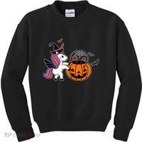 Unicorn Treat Or Trick Halloween Kids Sweatshirt thumb 0