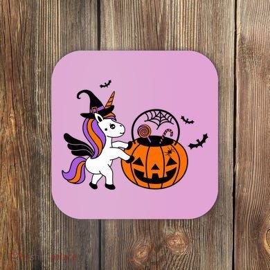 Unicorn Treat Or Trick Halloween Coaster