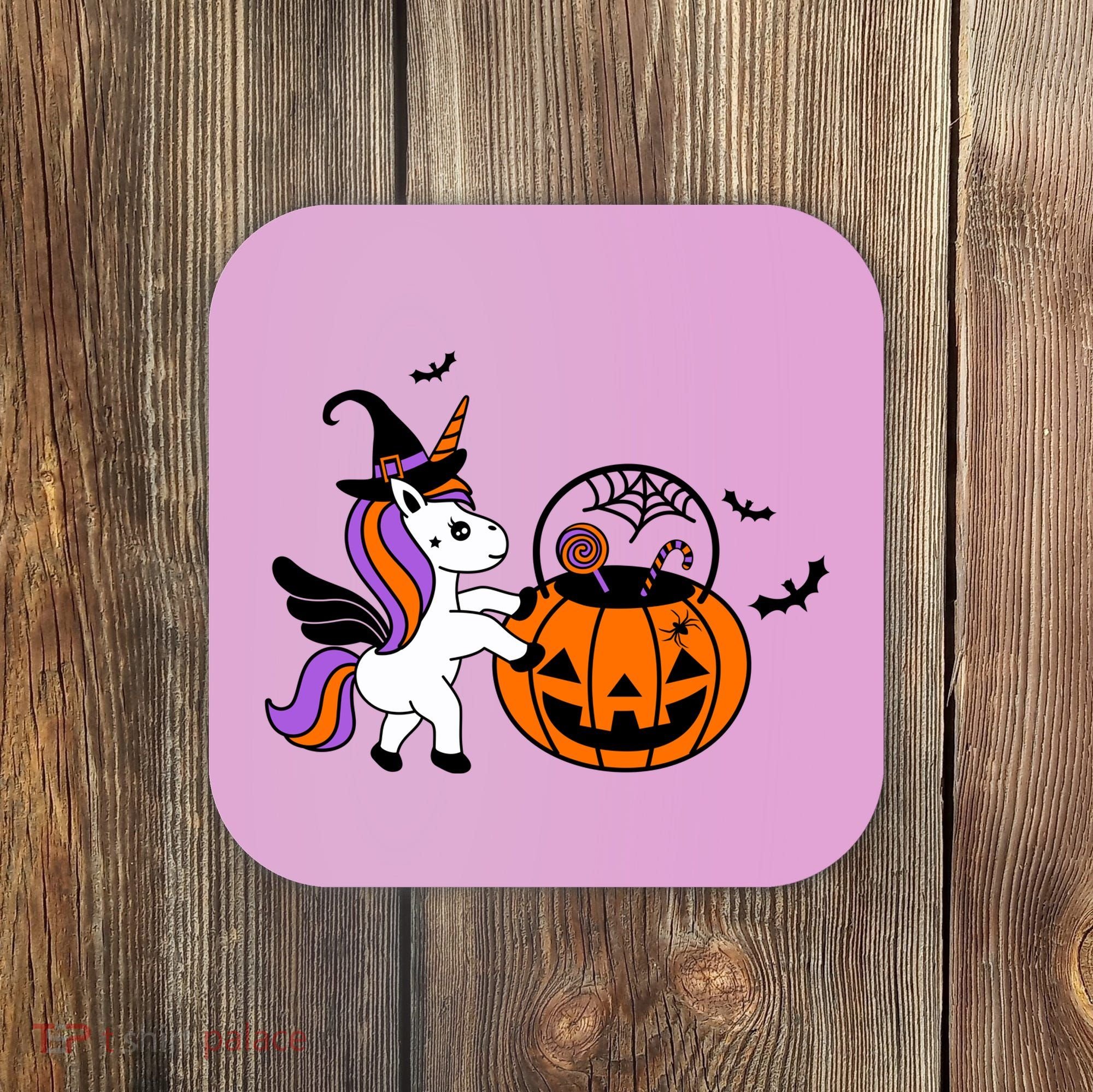 Unicorn Treat Or Trick Halloween Coaster