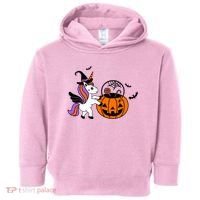 Unicorn Treat Or Trick Halloween Toddler Hoodie thumb 0