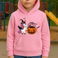 Unicorn Treat Or Trick Halloween Kids Hoodie thumb 2