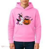 Unicorn Treat Or Trick Halloween Kids Hoodie thumb 4