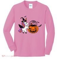 Unicorn Treat Or Trick Halloween Kids Long Sleeve Shirt thumb 0