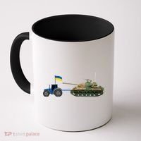 Ukrainian Tractor Pulling Tank With Ukraine Flag Coffee Mug thumb 0
