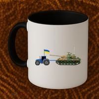 Ukrainian Tractor Pulling Tank With Ukraine Flag Coffee Mug thumb 2