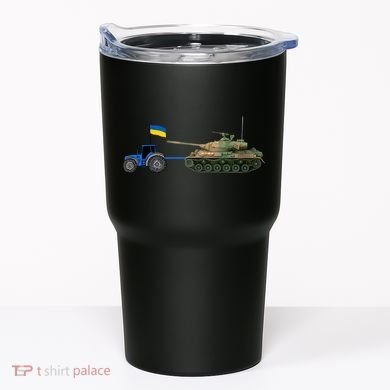 Ukrainian Tractor Pulling Tank With Ukraine Flag Tumbler