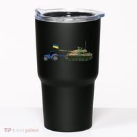 Ukrainian Tractor Pulling Tank With Ukraine Flag Tumbler thumb 0