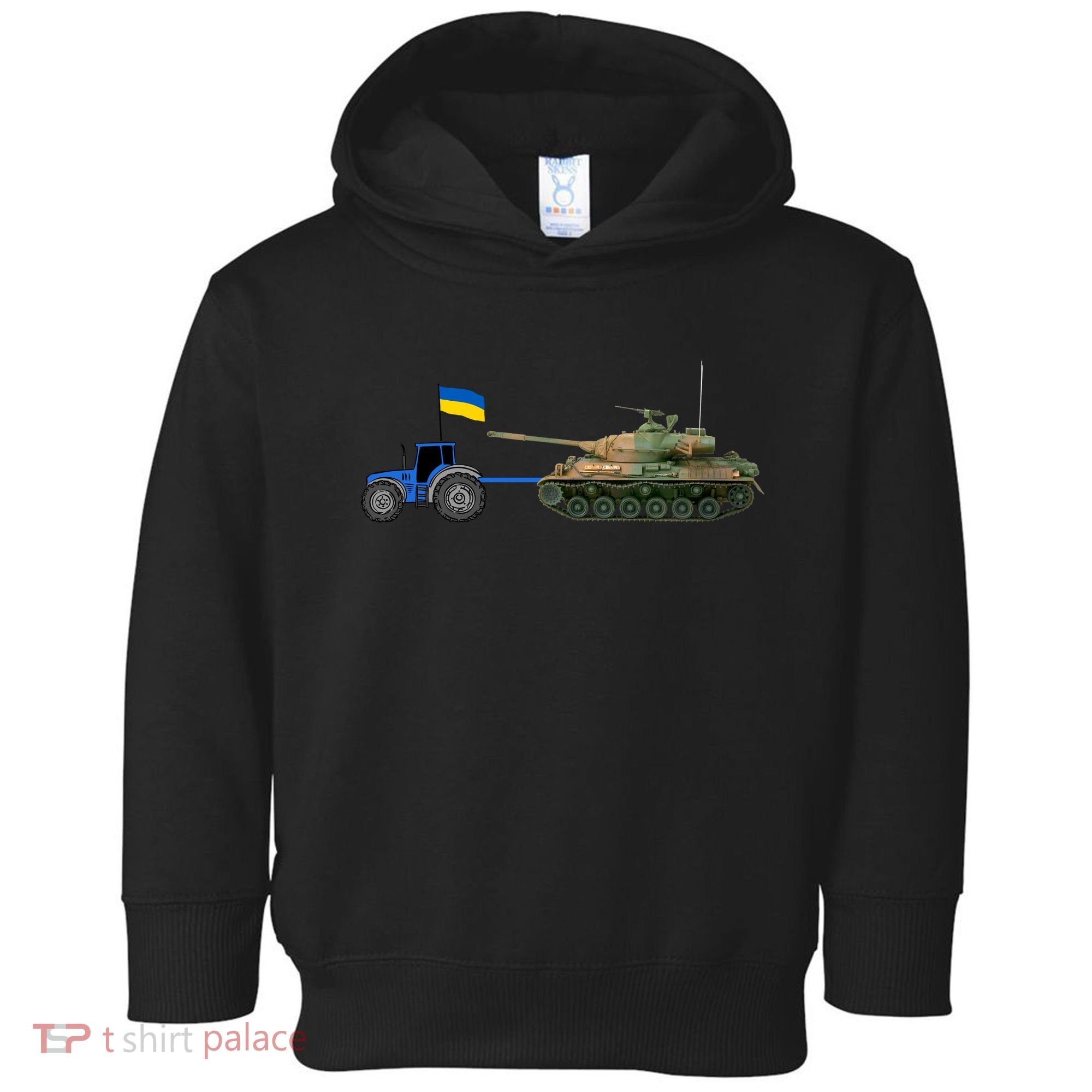 Ukrainian Tractor Pulling Tank With Ukraine Flag Toddler Hoodie