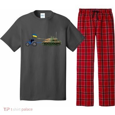 Ukrainian Tractor Pulling Tank With Ukraine Flag Pajama Set