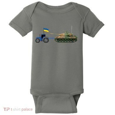 Ukrainian Tractor Pulling Tank With Ukraine Flag Baby Bodysuit