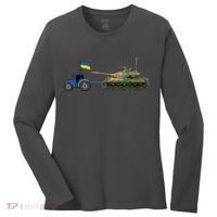 Ukrainian Tractor Pulling Tank With Ukraine Flag Women's Long Sleeve Shirt thumb 0