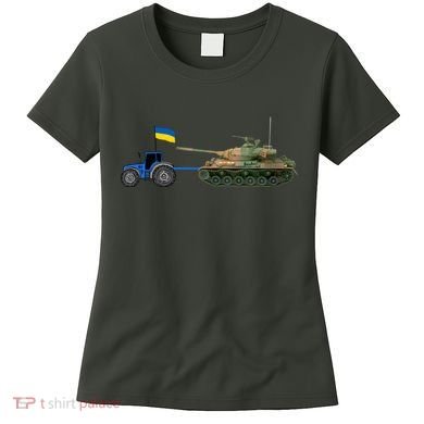 Ukrainian Tractor Pulling Tank With Ukraine Flag Women's T-Shirt