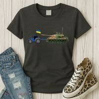 Ukrainian Tractor Pulling Tank With Ukraine Flag Women's T-Shirt thumb 3