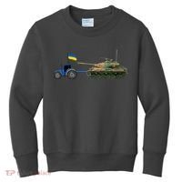 Ukrainian Tractor Pulling Tank With Ukraine Flag Kids Sweatshirt thumb 0