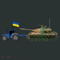 Ukrainian Tractor Pulling Tank With Ukraine Flag Kids Long Sleeve Shirt thumb 2