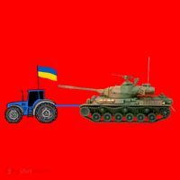 Ukrainian Tractor Pulling Tank With Ukraine Flag Santa Hat thumb 1