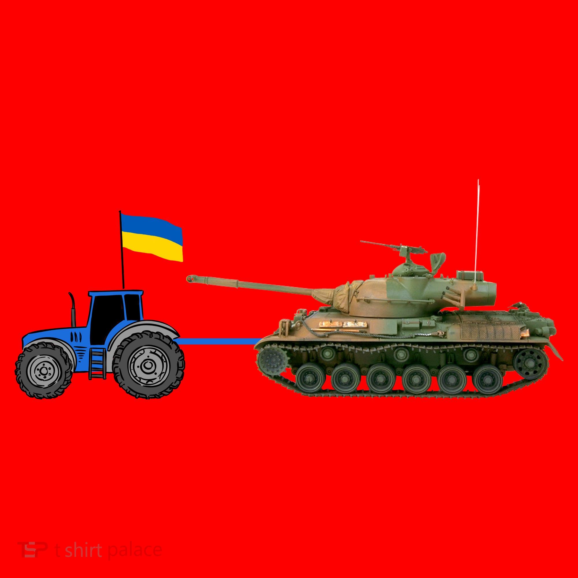 Ukrainian Tractor Pulling Tank With Ukraine Flag Santa Hat