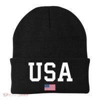 USA T Patriotic American Flag July 4th Beanie thumb 0