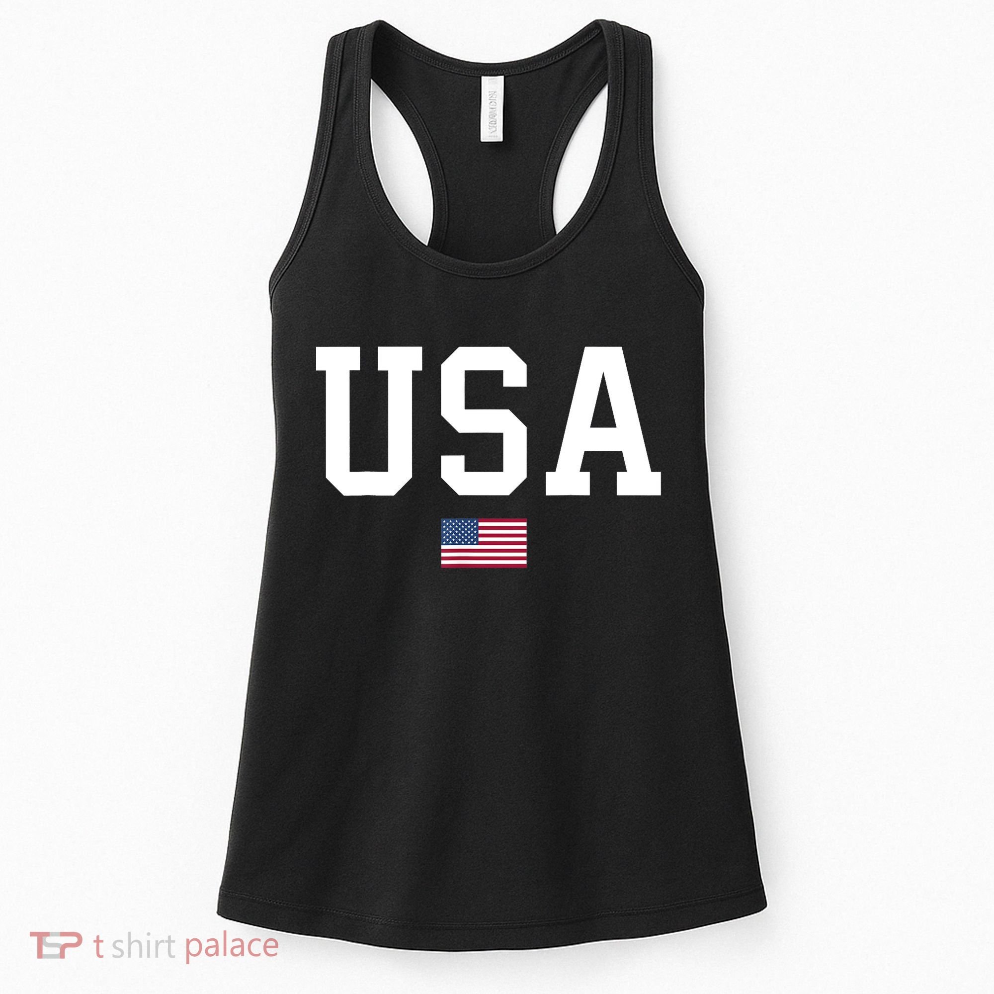 USA T Patriotic American Flag July 4th Women's Tank Top