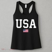 USA T Patriotic American Flag July 4th Women's Tank Top thumb 3