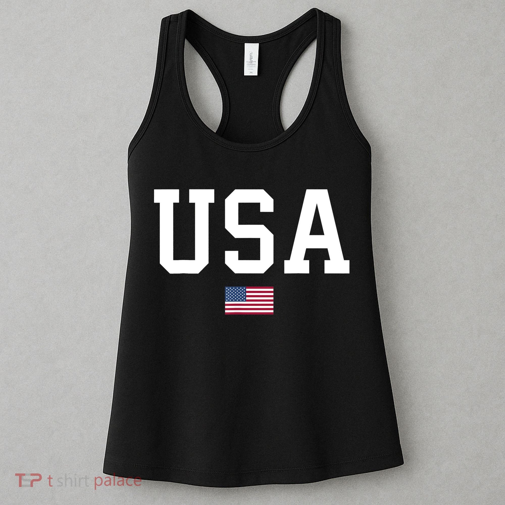 USA T Patriotic American Flag July 4th Women's Tank Top