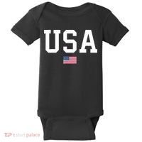 USA T Patriotic American Flag July 4th Baby Bodysuit thumb 0