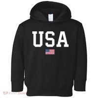 USA T Patriotic American Flag July 4th Toddler Hoodie thumb 0