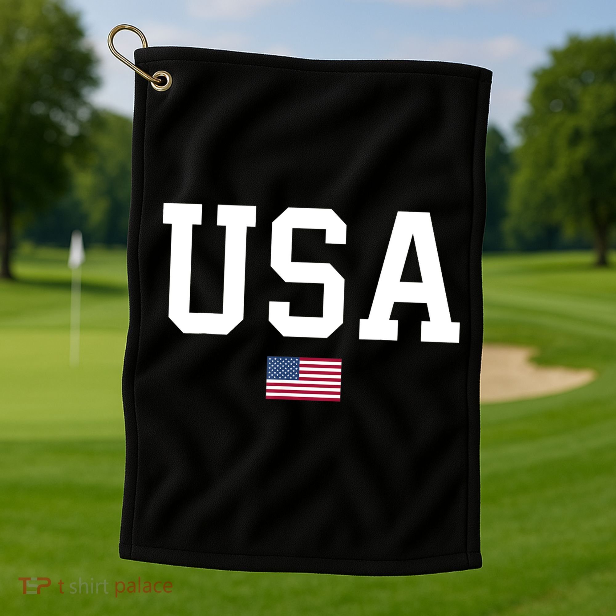 USA T Patriotic American Flag July 4th Golf Towel