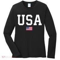 USA T Patriotic American Flag July 4th Women's Long Sleeve Shirt thumb 0