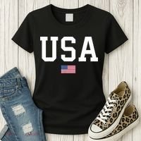 USA T Patriotic American Flag July 4th Women's T-Shirt thumb 3