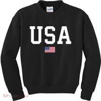 USA T Patriotic American Flag July 4th Kids Sweatshirt thumb 0