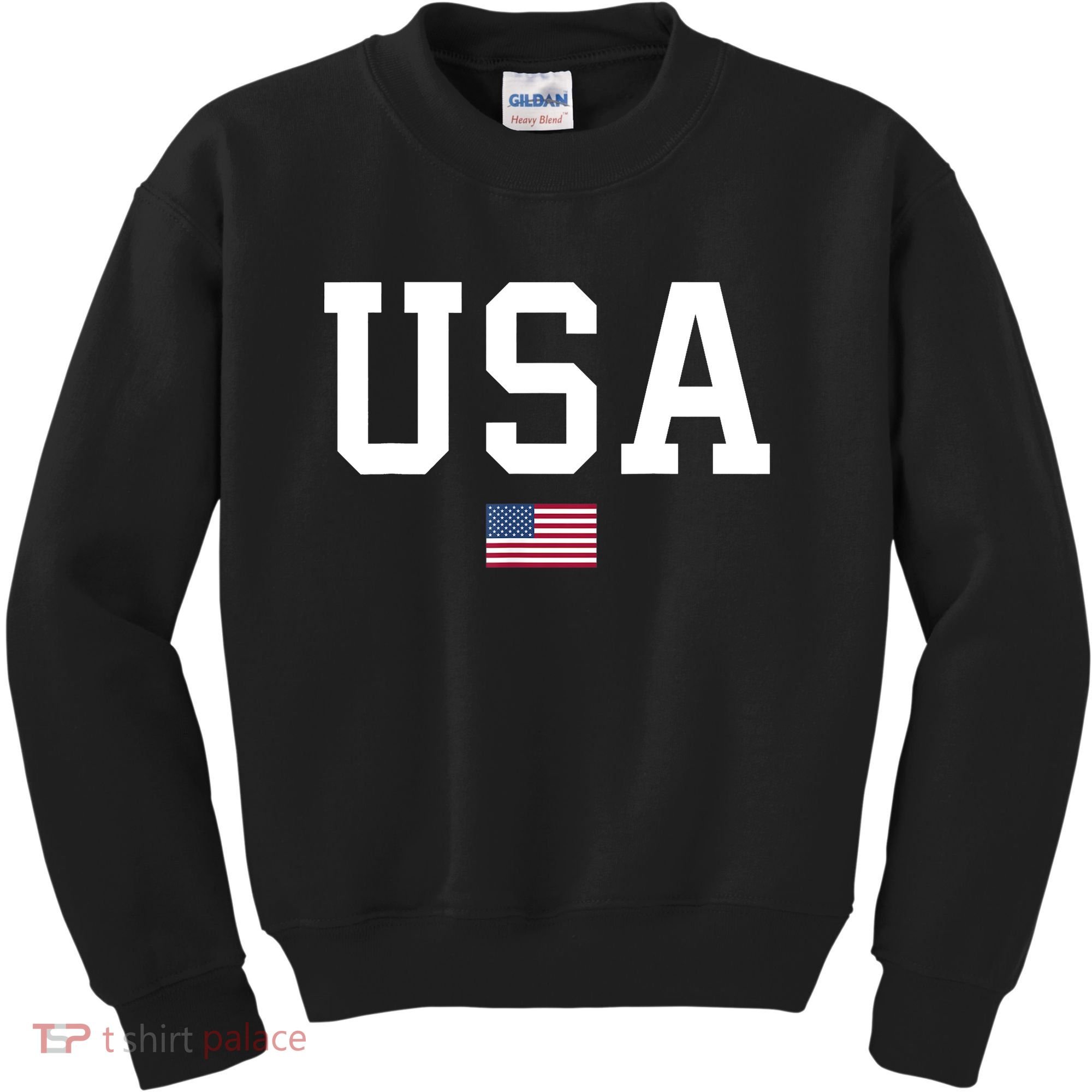 USA T Patriotic American Flag July 4th Kids Sweatshirt