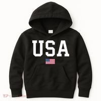 USA T Patriotic American Flag July 4th Kids Hoodie thumb 0