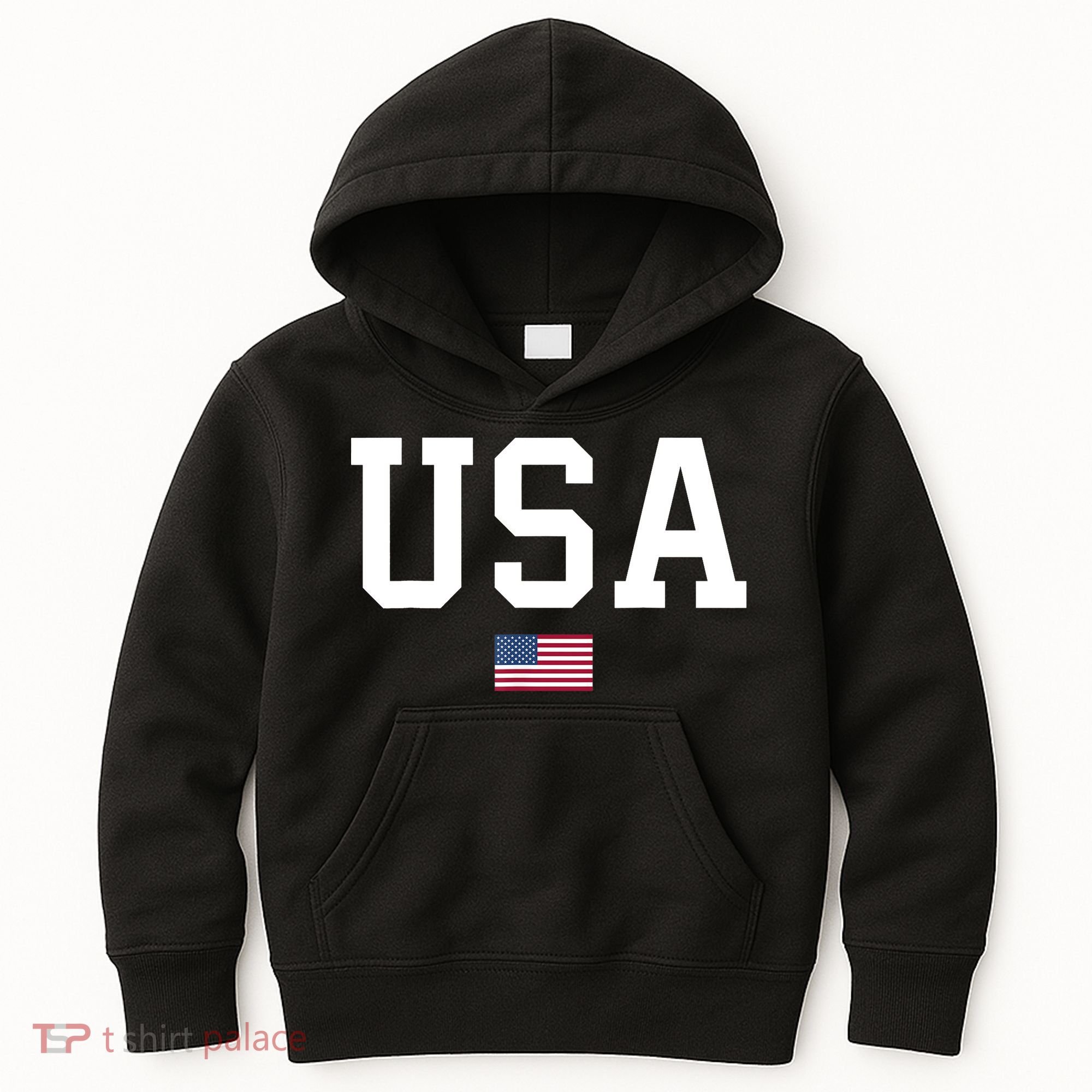 USA T Patriotic American Flag July 4th Kids Hoodie