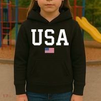 USA T Patriotic American Flag July 4th Kids Hoodie thumb 3
