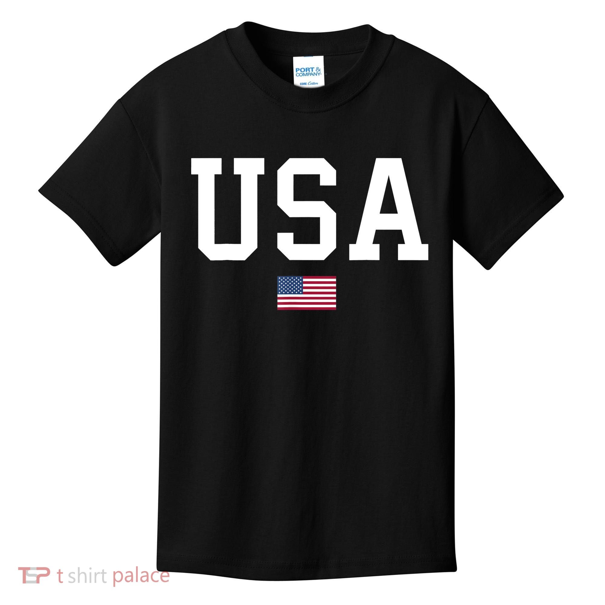 USA T Patriotic American Flag July 4th Kids T-Shirt