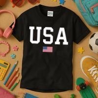 USA T Patriotic American Flag July 4th Kids T-Shirt thumb 3
