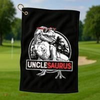 Unclesaurus T Rex Dinosaur Uncle Saurus Family Matching Golf Towel thumb 1