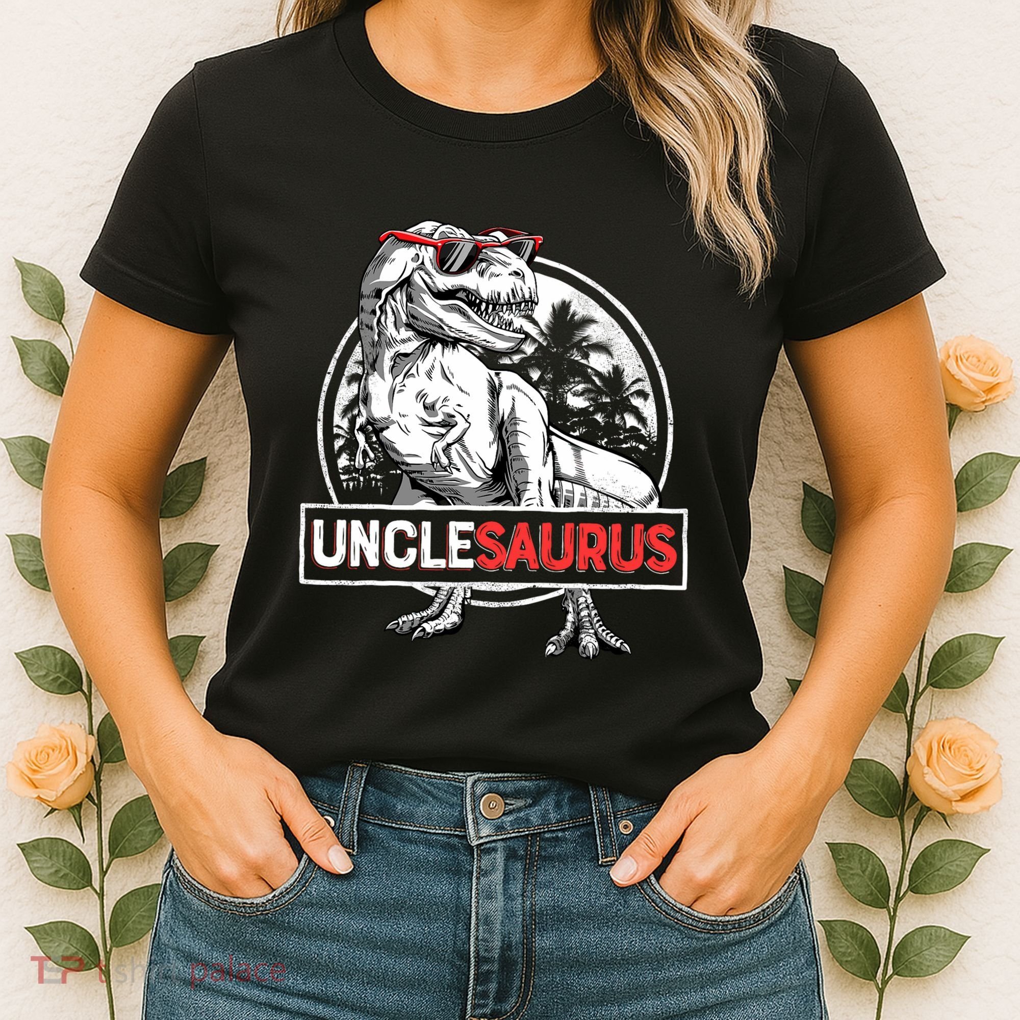 Unclesaurus T Rex Dinosaur Uncle Saurus Family Matching Women's T-Shirt
