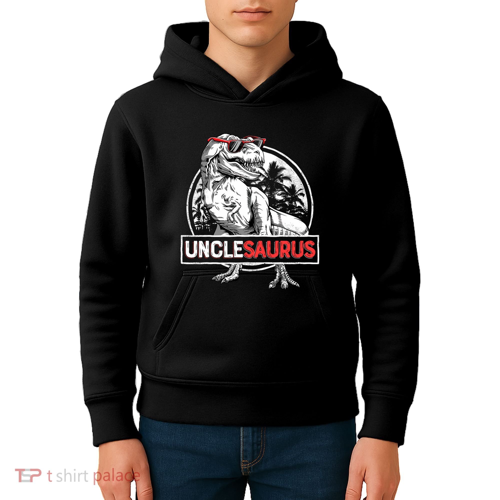 Unclesaurus T Rex Dinosaur Uncle Saurus Family Matching Kids Hoodie