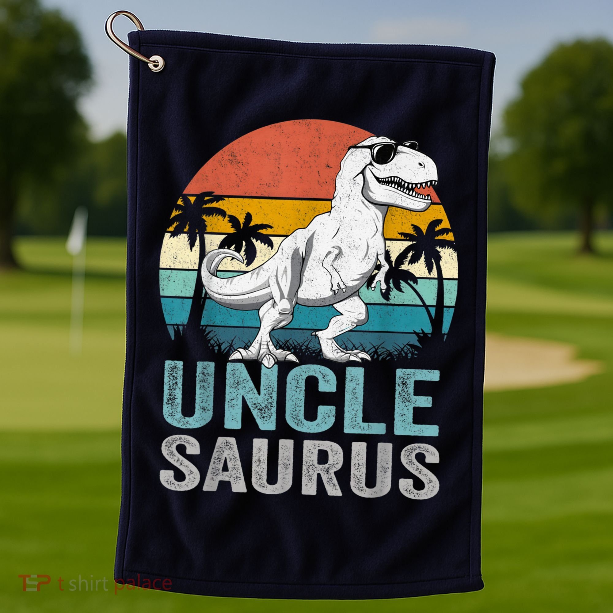 Unclesaurus T Rex Dinosaur Uncle Saurus Family Matching Golf Towel